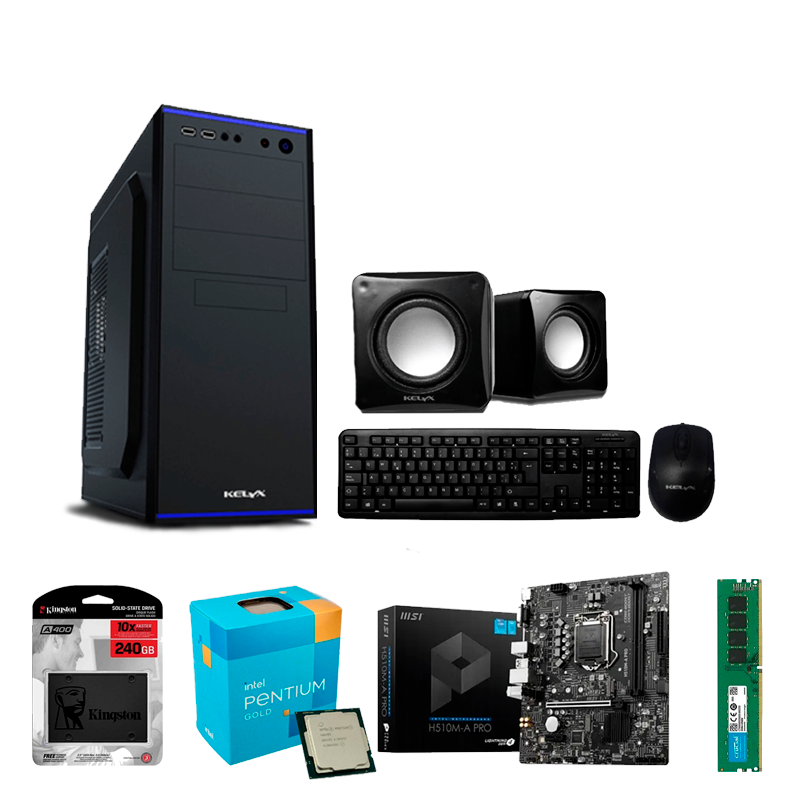 Pc Armada Intel Pentium Gold - 8GB RAM - 240GB SSD - Mother MSI H510M